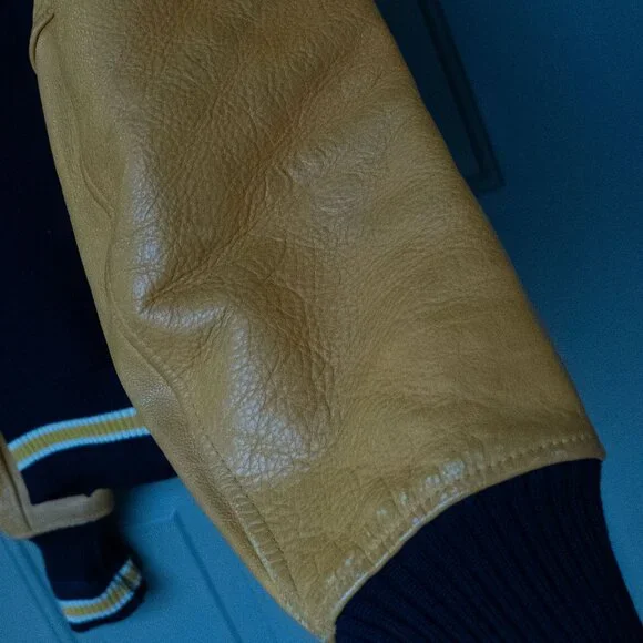Whiting Vintage 60s Varsity Jacket Leather Wool Collegiate I U of C Preppy Coat